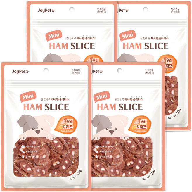 조이펫 강아지 햄 슬라이스 간식, 혼합맛(오리/치즈), 50g, 4개