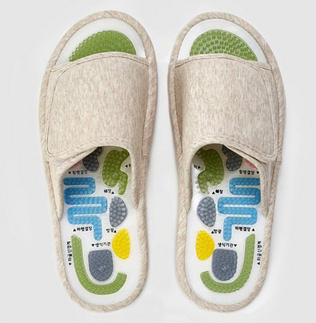 JAJU 그림으로 알려주는 지압 거실화, 베이지, 1개