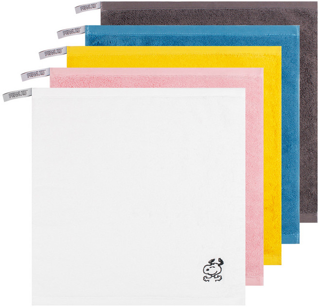 송월타월 스누피 데이즈 고리수건 5종 세트, 그레이, 블루, 옐로우, 핑크, 화이트, 1세트