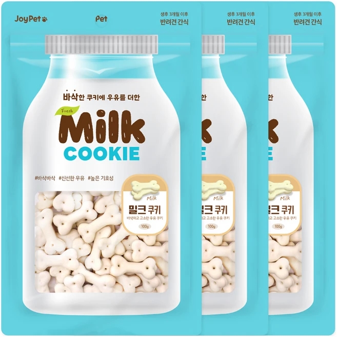 조이펫 강아지 쿠키, 밀크, 100g, 3개 - 쿠팡