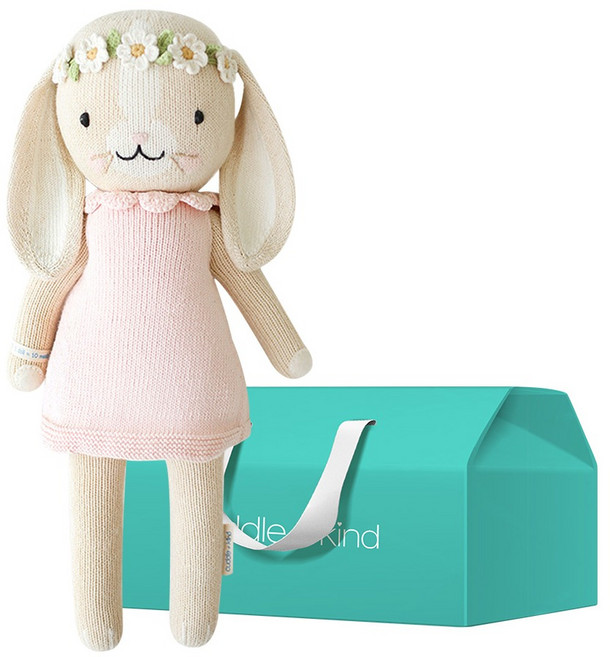 커들앤카인드 100% 핸드메이드 애착인형 + gift box 세트, 리틀 한나 버니 블러쉬 핑크(인형), 1세트