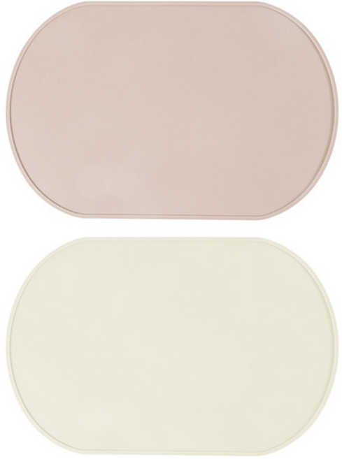 비긴투올 물로 씻는 실리콘 식탁매트 2종 세트, 더스티 핑크, 크림 화이트, 1세트, 39 x 26.5 cm