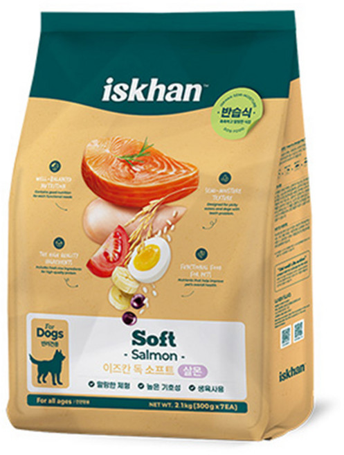 이즈칸 전연령 독 소프트 건식사료, 연어, 2.1kg, 1개