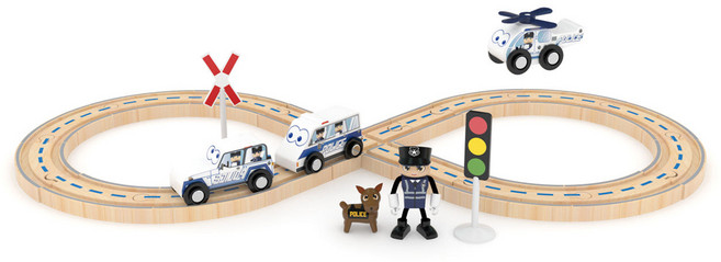 자도르 원목 기차놀이 타운 세트, 경찰차친구들, 1세트