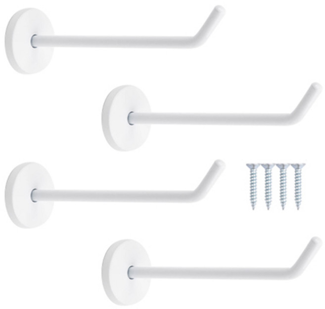 철물파크 스테인레스 스틸 돌출걸이 대 150mm 4개입 + 설치피스 세트, 화이트, 1세트