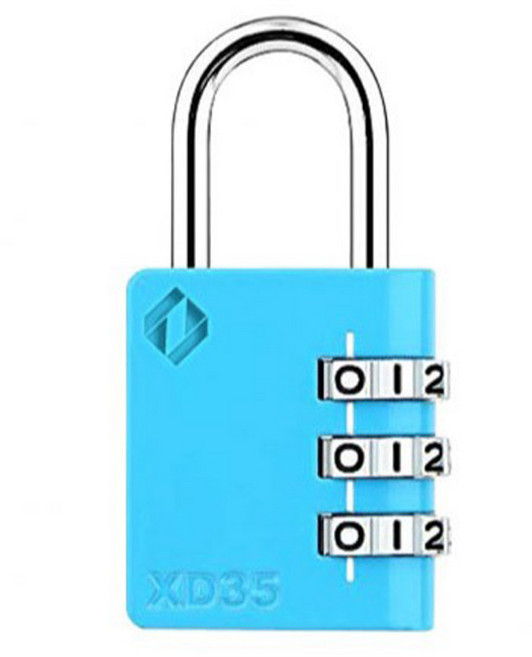 자커 다이얼 자물쇠 컬러 브리스터 블루 XD35, 1개