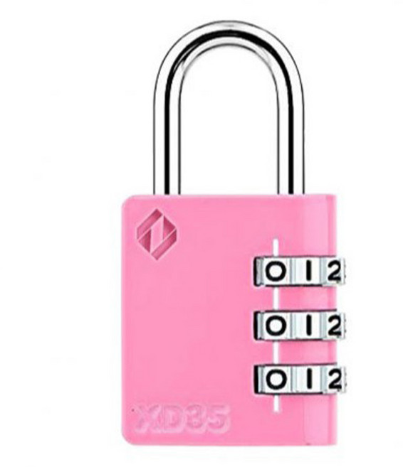 자커 다이얼 자물쇠 컬러 브리스터 핑크 XD35, 1개