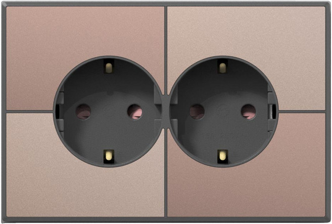 갤러리 접지 콘센트 2구 가로형 브라운골드, 1개