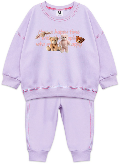 골든래빗 아동용 스티치 곰돌레터링 상하의 세트