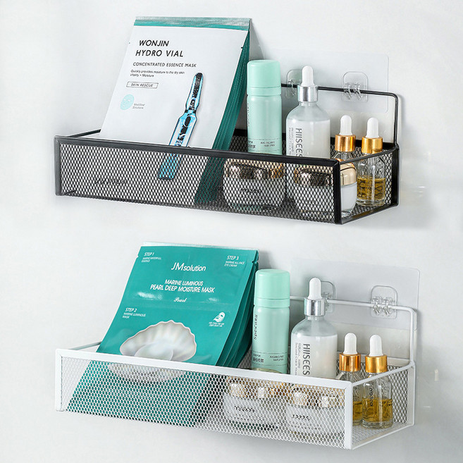 피어니스트 무타공 물빠짐 보관 욕실선반 2종 세트, 혼합, 1세트