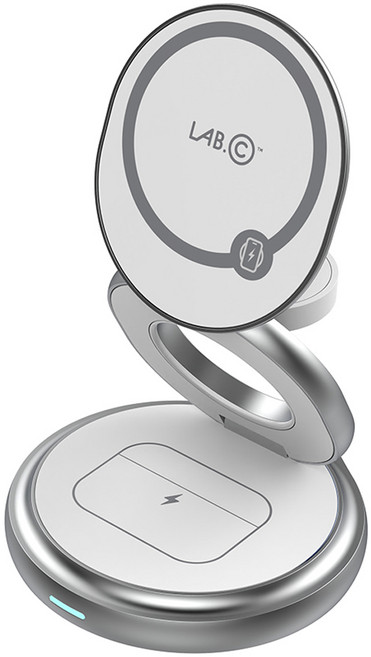 랩씨 3in1 Qi2 15W 풀더블 맥세이프 고속 무선 충전기 갤럭시 워치용, 1개, 실버(LABC-246QISV)