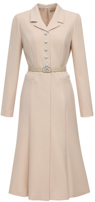 MINIMUM REFLEX 女款鈕扣亮點魚尾長版洋裝 (24SS 百貨公司獨家正價商品), 粉米色