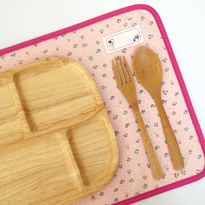 슈슈룸 방수 도시락 식판 매트, 핑크 튜울립, 1개