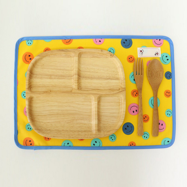 슈슈룸 방수 도시락 식판 매트, 해피스마일 옐로우, 1개