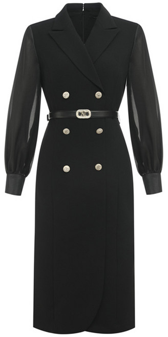 미니멈 여성용 쉬폰 배색 H라인 롱 원피스 (24SS 백화점 단독 정상)