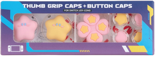 호후 닌텐도 스위치 OLED 마카롱 조이스틱 커버 + 버튼 키캡 세트, 핑크 + 옐로, 1세트