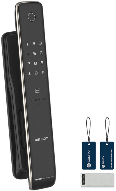 솔리티 웰콤 WiFi 푸시풀 지문인식 Iot 디지털 도어락, WP-4500B, 고객직접설치