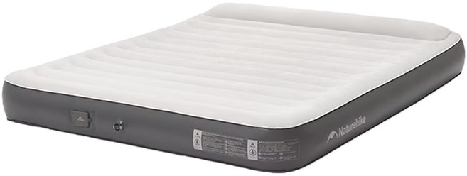 Naturehike 挪客 內置打氣機 辰景植絨帶枕充氣床墊 三人 200 x 180 x 25cm, 納多灰