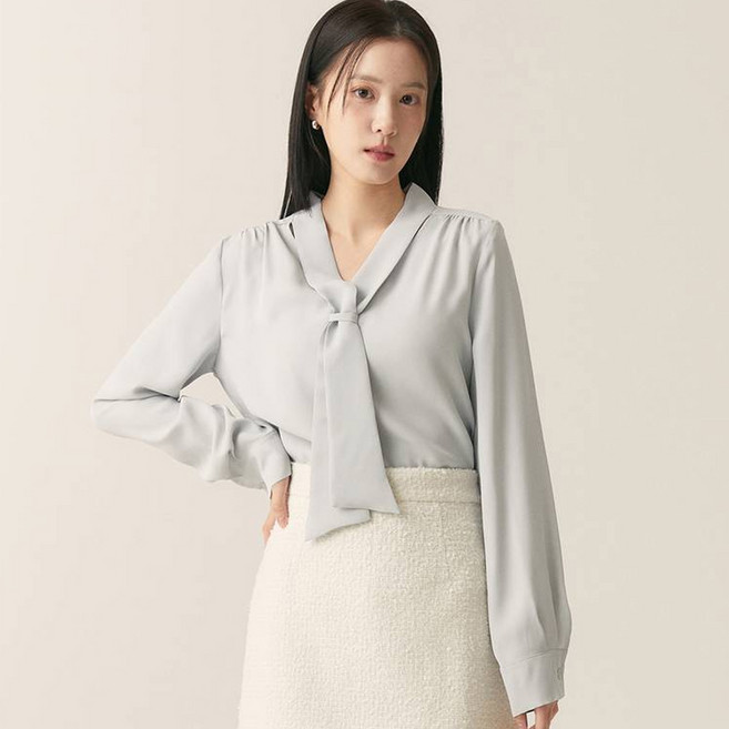 로엠 여성용 베이직 고정타이 블라우스