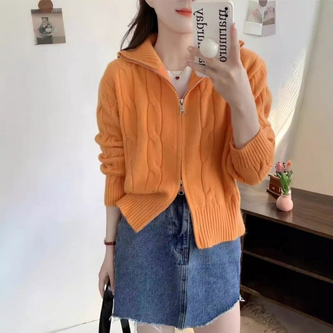 I'M MONG 女款PNV兩穿長袖針織拉鍊外套