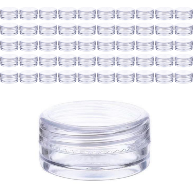 로이홈 원형 수납 정리 플라스틱 공병 5g 3 x 3 x 1.6 cm, 투명, 50개