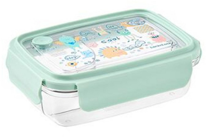 락앤락 투고 세칸 나눔 클리어 도시락 750ml, 민트, 1개