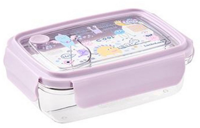 락앤락 투고 세칸 나눔 클리어 도시락 750ML, 바이올렛, 1개