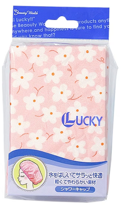 Beauty World LUCKY 日本製浴帽 直徑約30公分 尼龍材質 輕盈柔軟, 1包, 花卉