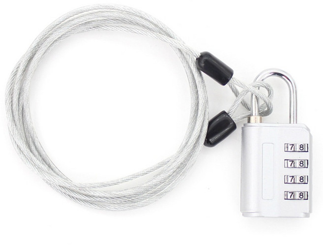 트래블큐브 멀티 안전케이블 1.5M + 4다이얼 안전자물쇠 실버, 1세트