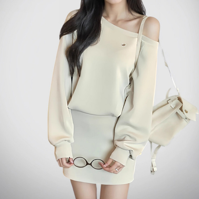 메이첼 반트윌 오프 맨투맨 미니 원피스 10174