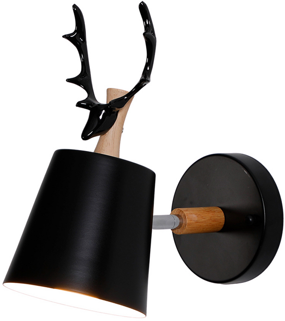 Honey Comb 北歐原木麋鹿壁燈 27 x 25 x 13cm, 黑色