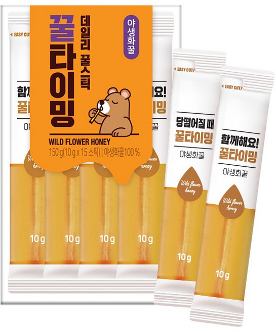 녹차원 꿀타이밍 야생화 꿀스틱 15p, 150g, 1개
