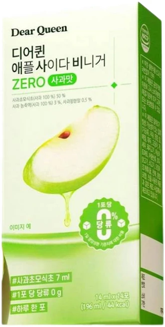 DearQueen 애플 사이다 비니거 ZERO 사과맛 14p, 196ml, 1개 - 쿠팡