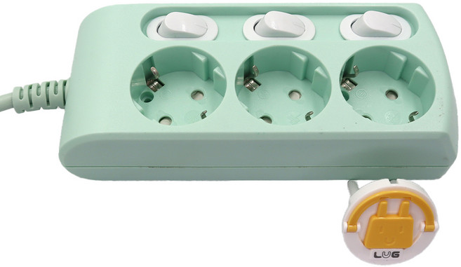 러그 개별 일반 멀티탭 3구 KF-KSB-03K3-A, 1.5m, 민트, 1개