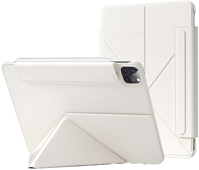 태블리스 아이패드 모서리 보호 폴리오 플립 커버 케이스 IL-16, 크림, 1개