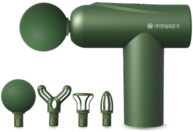 한일의료기 4종 헤드 무선 핸디형 미니 마사지건, HL-ZR1000, GREEN