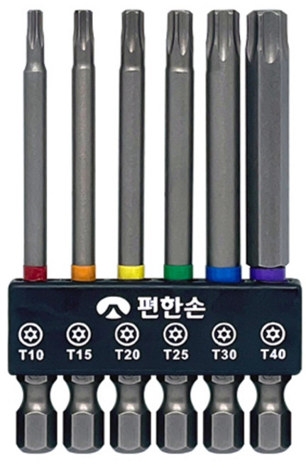 편한손 홀형 별 비트 6종 세트 TBSH6-75, 1세트