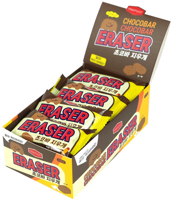 핑크풋 초코바 지우개, 혼합색상, 12개