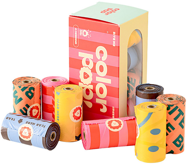 바잇미 컬러팝 풉백 배변봉투 15p, 혼합색상, 8개입, 1개