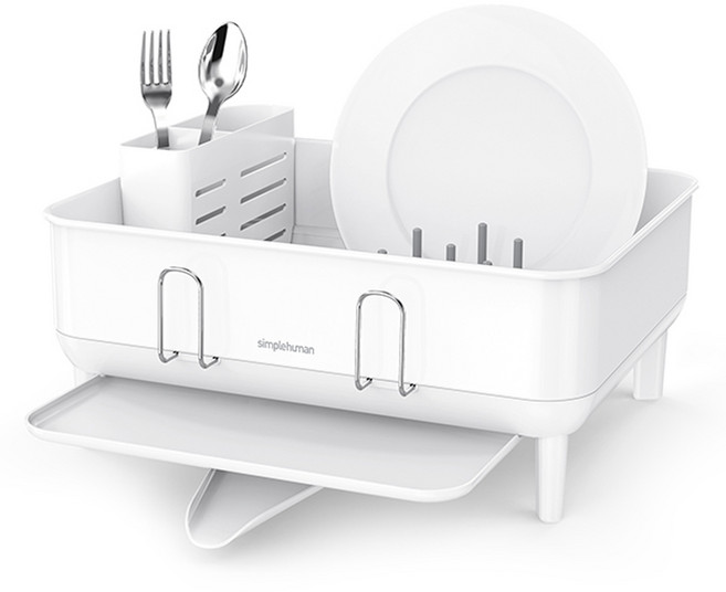 simplehuman 豪華緊湊型碗盤瀝水架 SPH-KT1208DC, 1欄, 全白, 1個