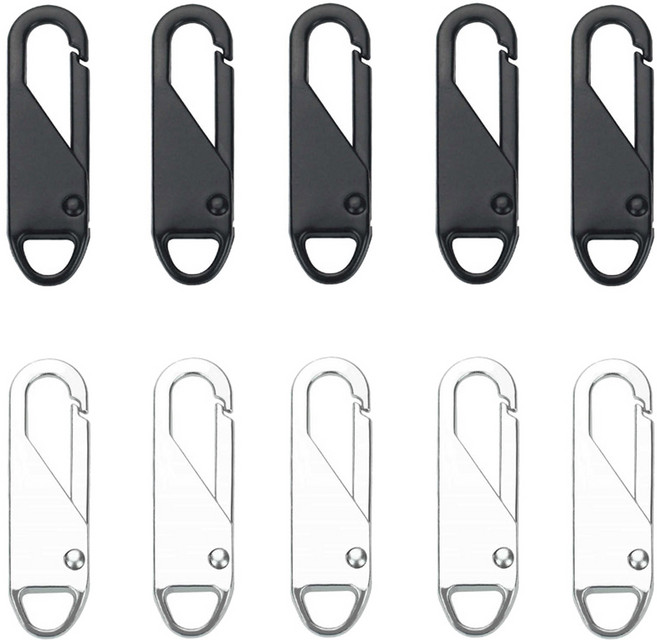 모나코올리브 초간편 지퍼 손잡이 2종 x 5p 세트, 블랙 + 실버, 1개