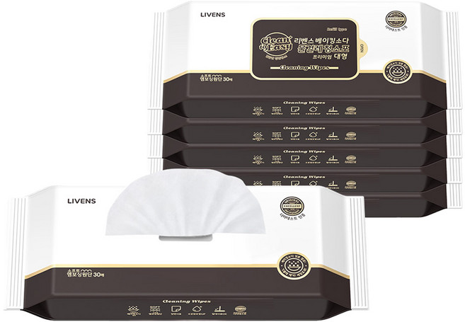 리벤스 파워클린 베이킹소다 물걸레 청소포 대형 30p, 6개
