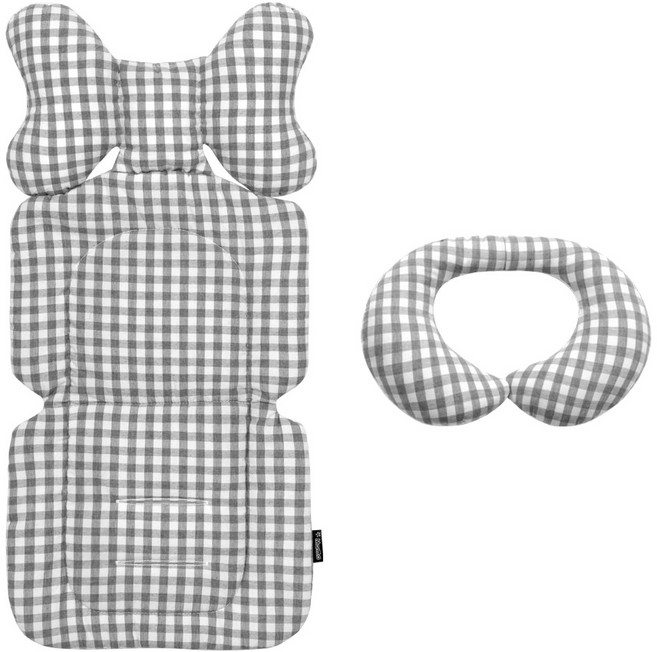 마니또 에브리데이 심플릿 유모차 시트 라이너 + 목쿠션 세트, 멜란체크워싱 그레이, 1세트