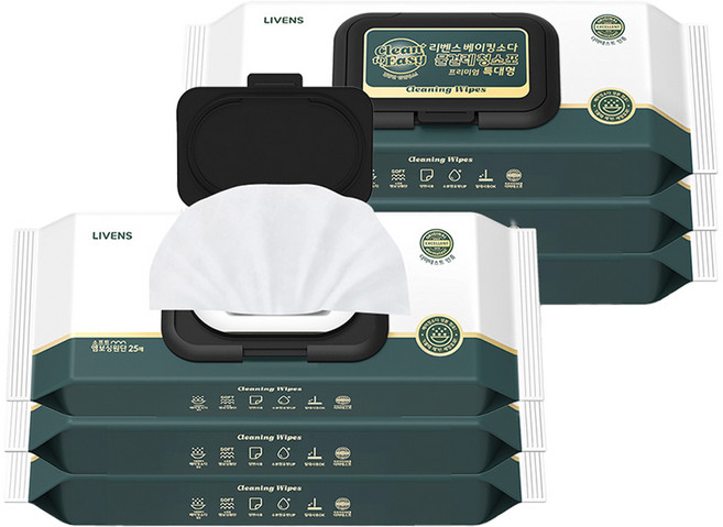 리벤스 파워클린 베이킹소다 물걸레 청소포 특대형 25p, 6개