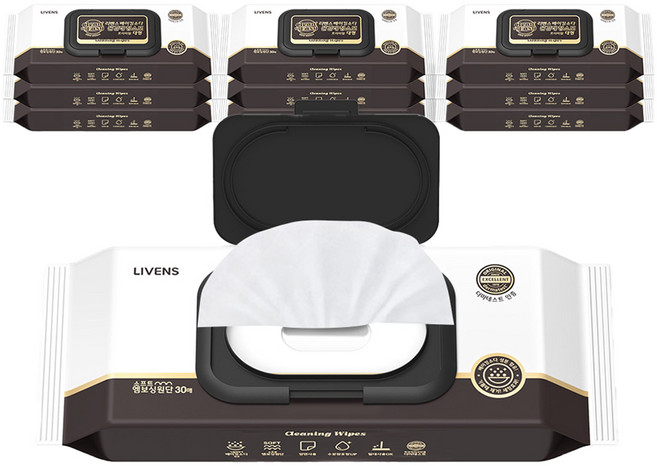 리벤스 파워클린 베이킹소다 캡형 물걸레 청소포 대형 30p, 10개