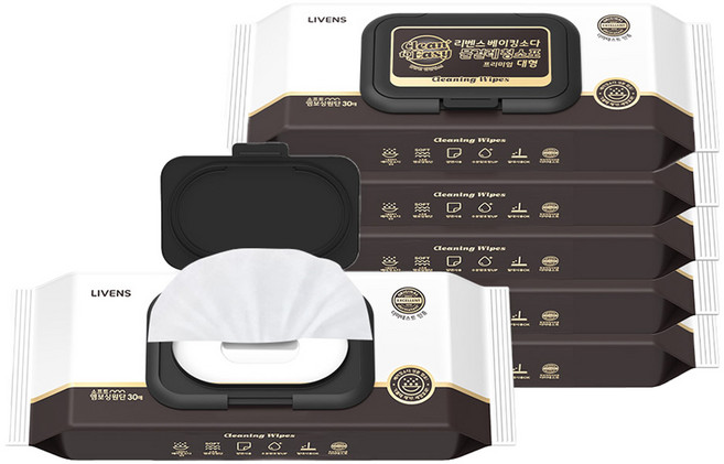 리벤스 파워클린 베이킹소다 캡형 물걸레 청소포 대형 30p, 6개