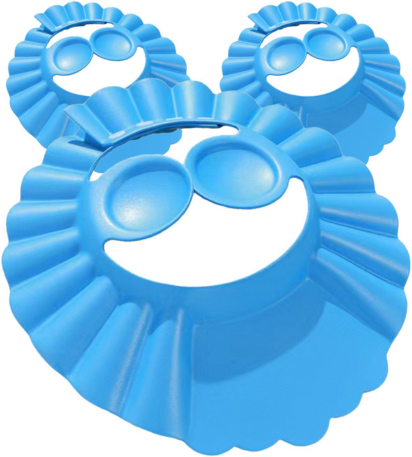 온다솜 귀가리는 성인용 둘레조절 가능 샴푸 모자, 블루, 3개