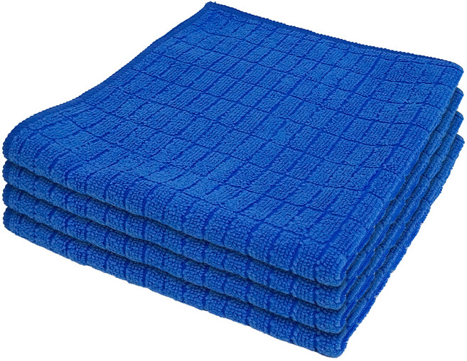 월드크린 다목적 극세사 바둑 손걸레 중형, 4개, 블루