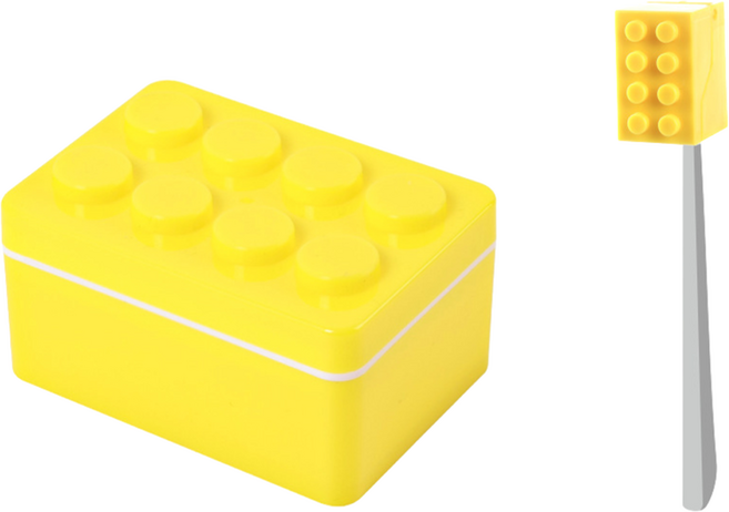 호후 욕실 받침 걸이 레고브릭 칫솔 비누 케이스 세트, 옐로, 1세트