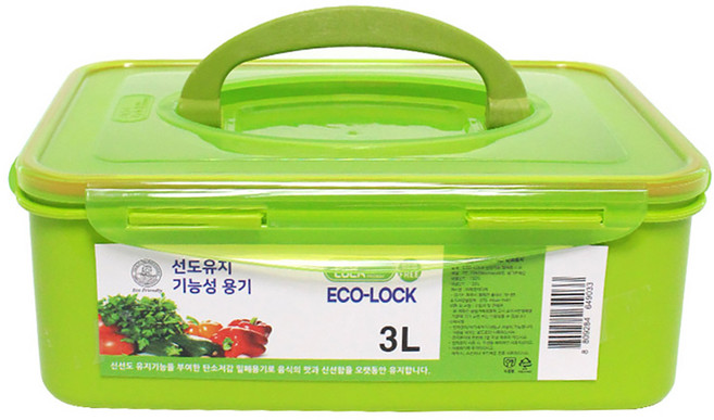 에코락 신선보관 기능성 보관기간연장 김치 밀폐용기, 3L, 1개